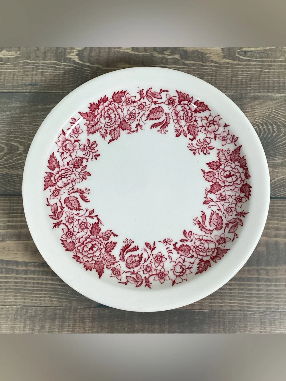 Set 4 Vtg 1972 Jackson China Red White Floral Edge Restaurant Ware Plates 6.5”